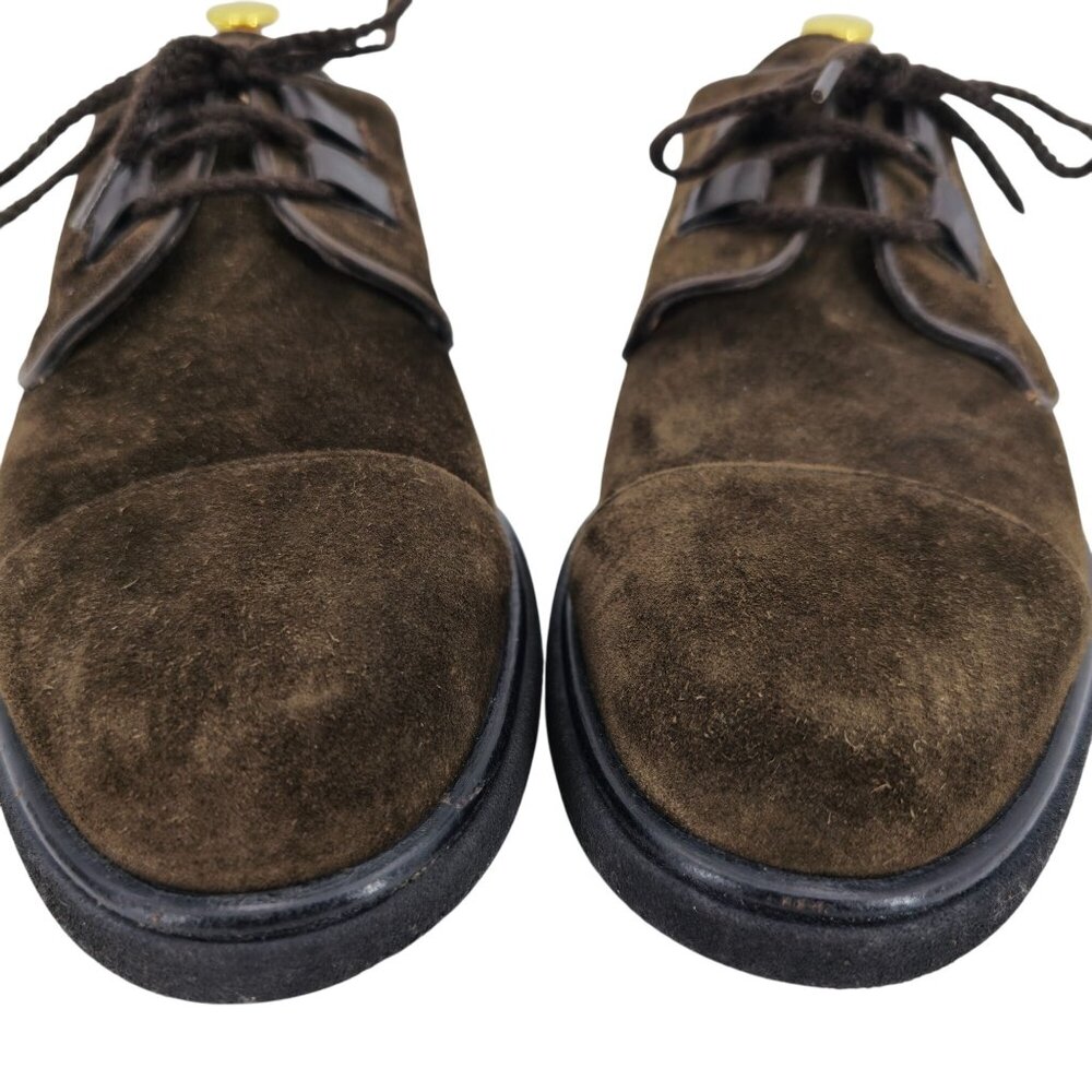 Vintage Bally Switzerland Brown Suede Dress Shoes Mens 10.5 Cap-toe Derby Oxford - Picture 7 of 9